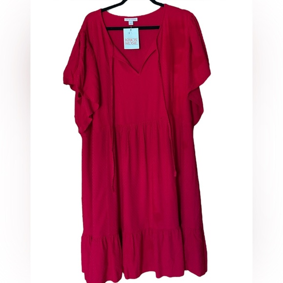 Knox Rose Red Babydoll Dress 2X – Boho Flowy Tiered Style NWT - Picture 1 of 11
